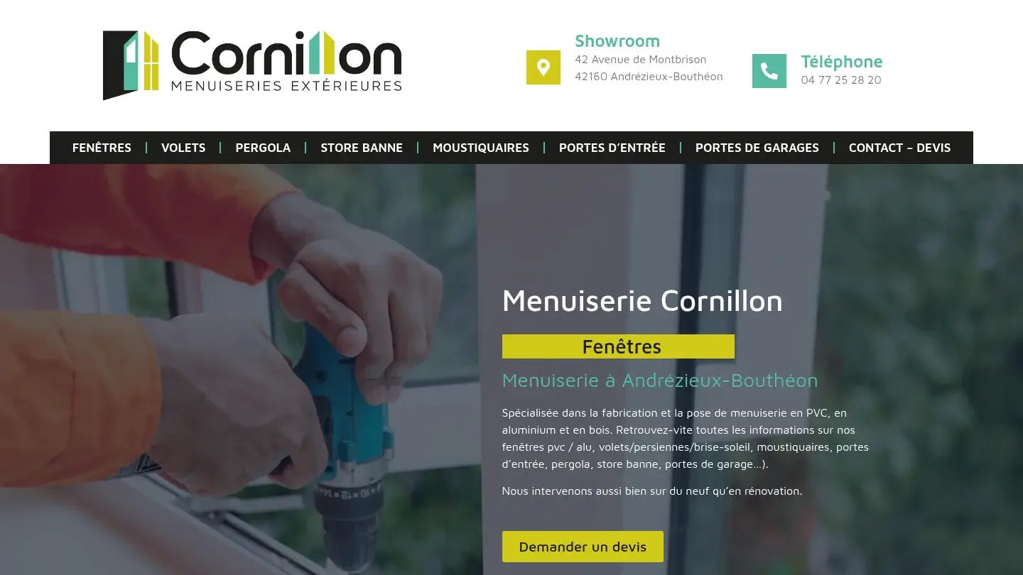 Capture de la page d’accueil de Menuiserie Cornillon