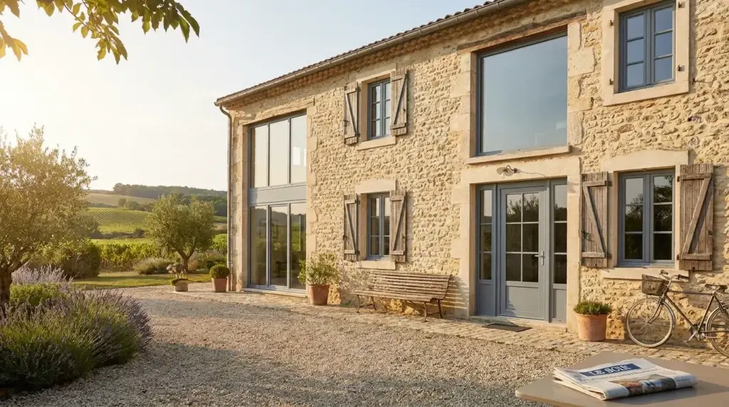 Maison française équipée de fenêtres et porte en PVC modernes