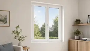 Fenêtre PVC blanche dans un intérieur lumineux
