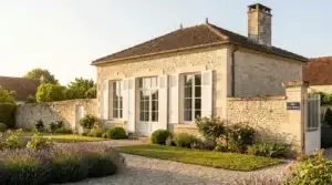 Maison française équipée de fenêtres PVC blanches modernes