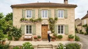 Façade de maison rénovée avec fenêtres PVC double vitrage