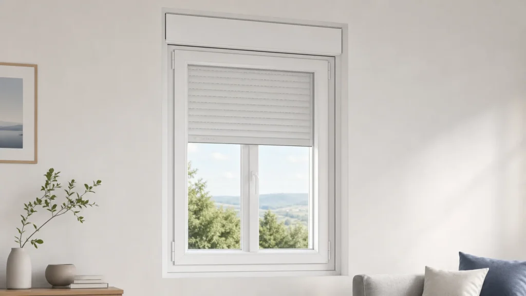 Fenêtre PVC blanche avec volet roulant électrique intégré