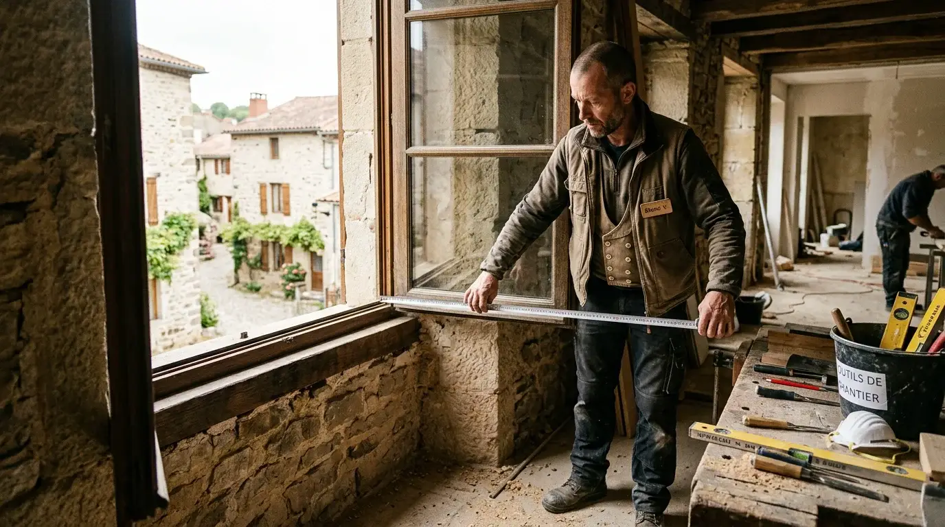 Prise de mesure d'une fenêtre pour un vitrage fabriqué sur mesure