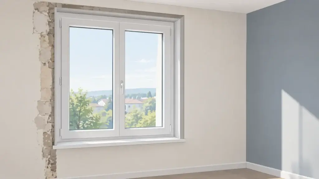 Fenêtre PVC posée dans une ouverture en rénovation