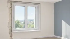 Fenêtre PVC posée dans une ouverture en rénovation