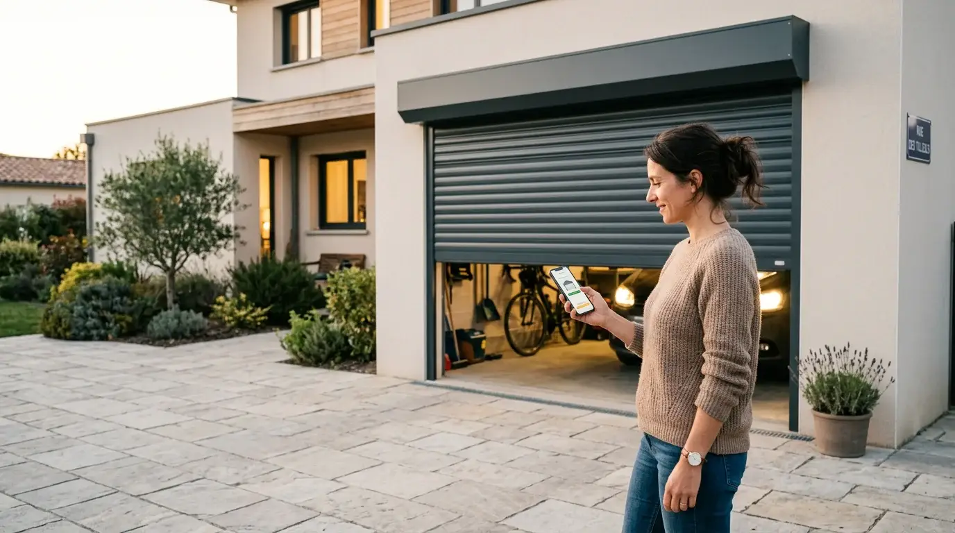 Pilotage domotique d'une porte de garage enroulable motorisée depuis un smartphone