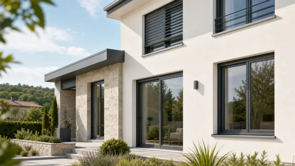 Maison équipée de fenêtres aluminium à double vitrage