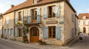 Façade de maison avec fenêtres PVC finition chêne doré