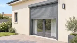 Porte-fenêtre équipée d’un volet roulant électrique extérieur
