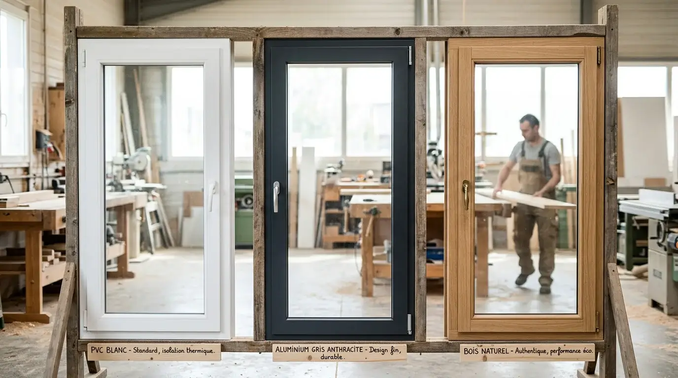 Comparaison des cadres de porte-fenêtre double vitrage en PVC, aluminium et bois