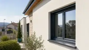 Maison rénovée avec fenêtres modernes en double vitrage