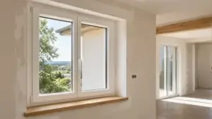 Fenêtre PVC installée dans un intérieur rénové