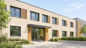 Bâtiment public générique à Saint-Étienne avec des menuiseries extérieures rénovées