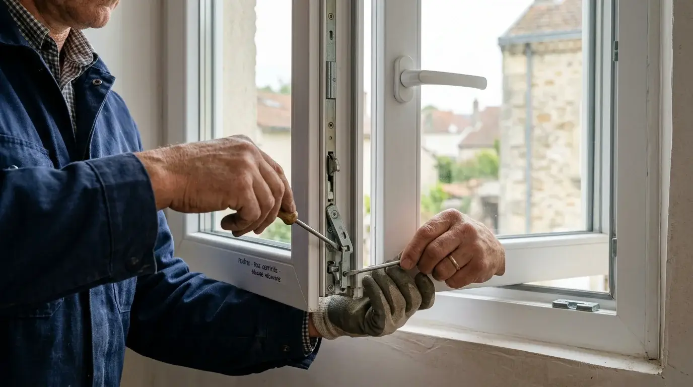 Réglage de la quincaillerie d'une fenêtre PVC par un professionnel