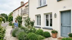 Façade de maison avec fenêtres PVC sur mesure neuves