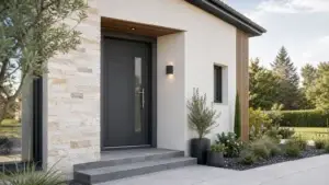 Maison française avec une porte d’entrée contemporaine