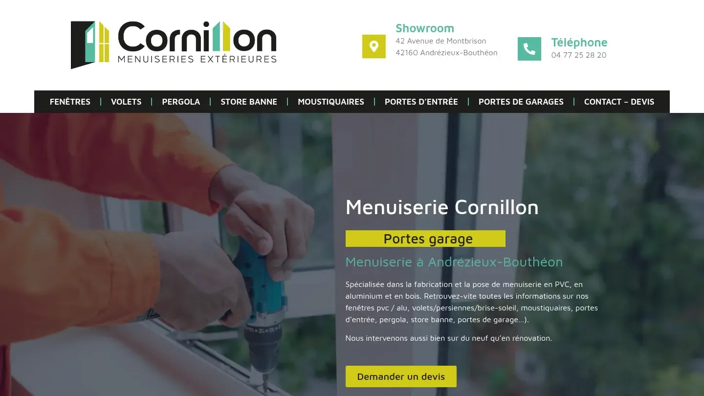 Capture de la page d’accueil de Menuiserie Cornillon